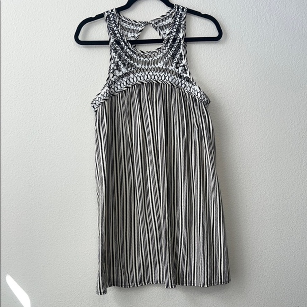 Ecote Black and cream Striped Sleeveless dress size medium EUC